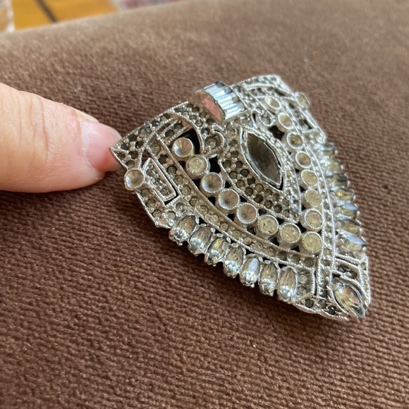 Large glass stones paste 1920s deco dress clip. Antique. - Picture 7 of 10